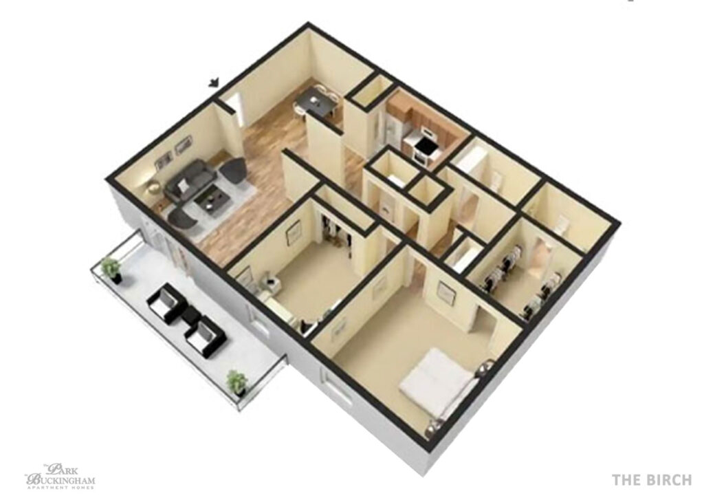 The Birch 3D Furnished Floor Plan Web