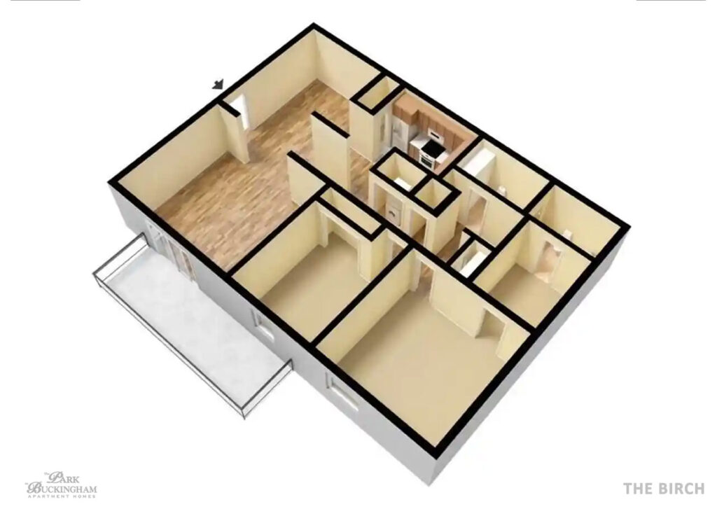 The Birch 3D Unfurnished Floor Plan Web