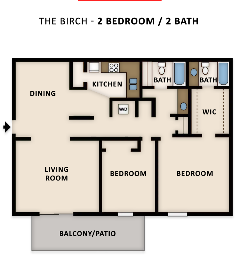 The Birch Floor Plan recently renovated apartments in Homewood