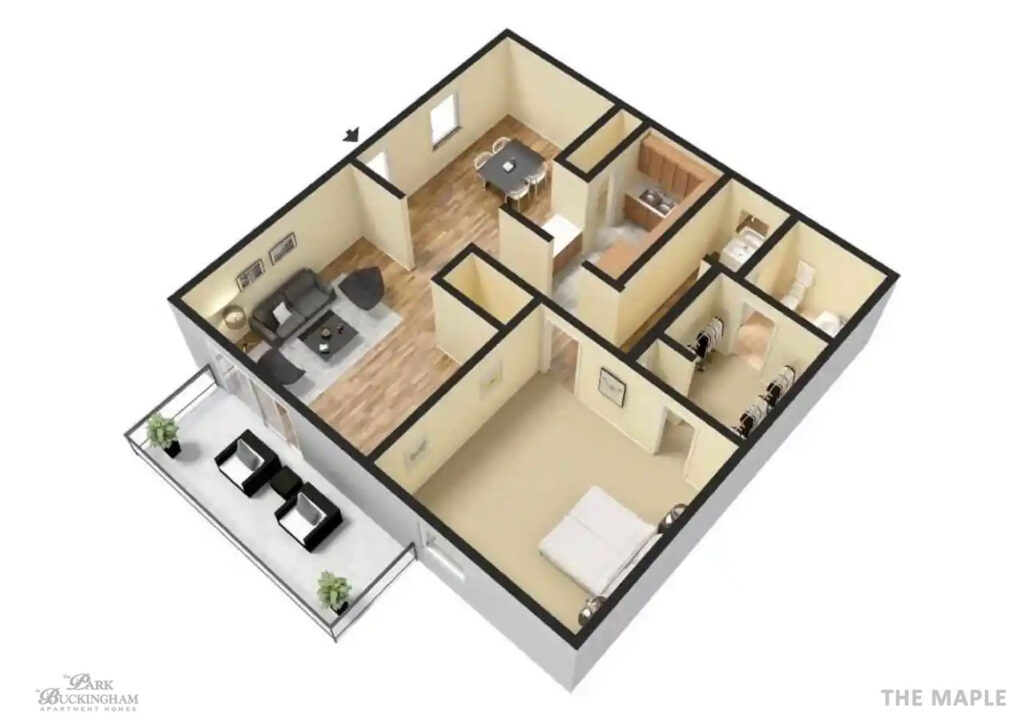 The Maple 3D Furnished Floor Plan Web