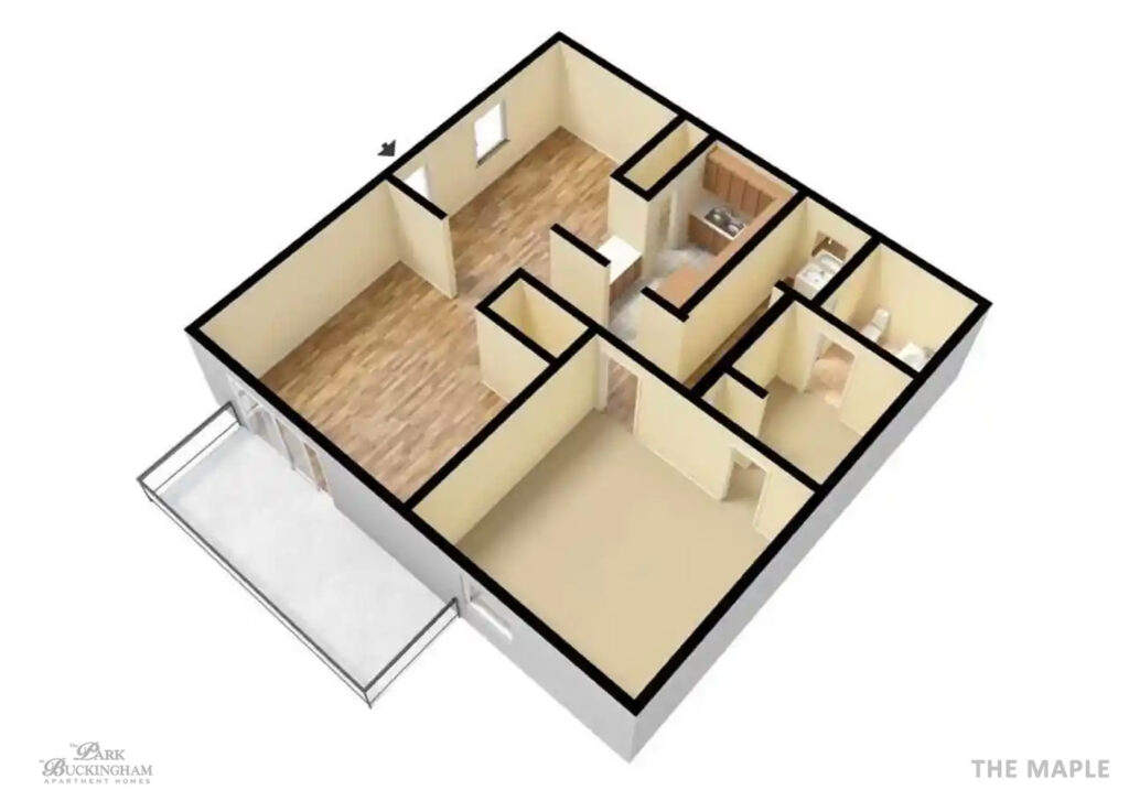 The Maple 3D Unfurnished Floor Plan Web