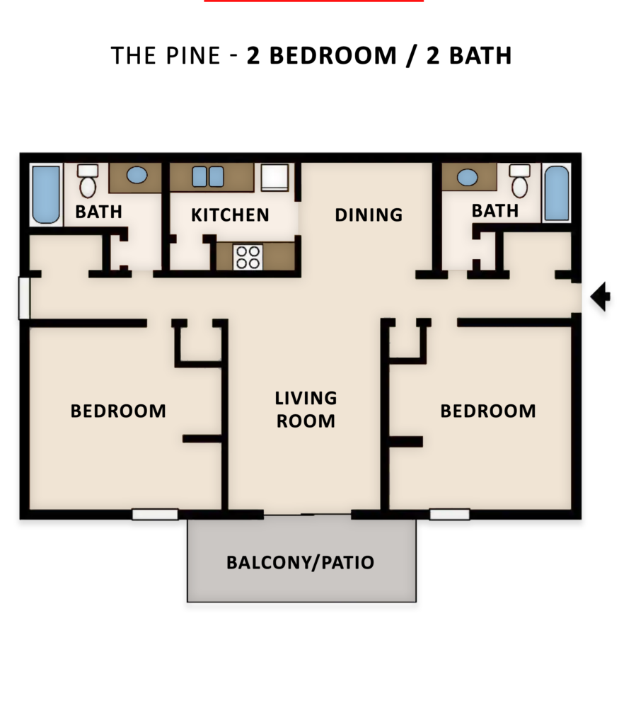 The Pine Floor Plan recently renovated apartments in Homewood