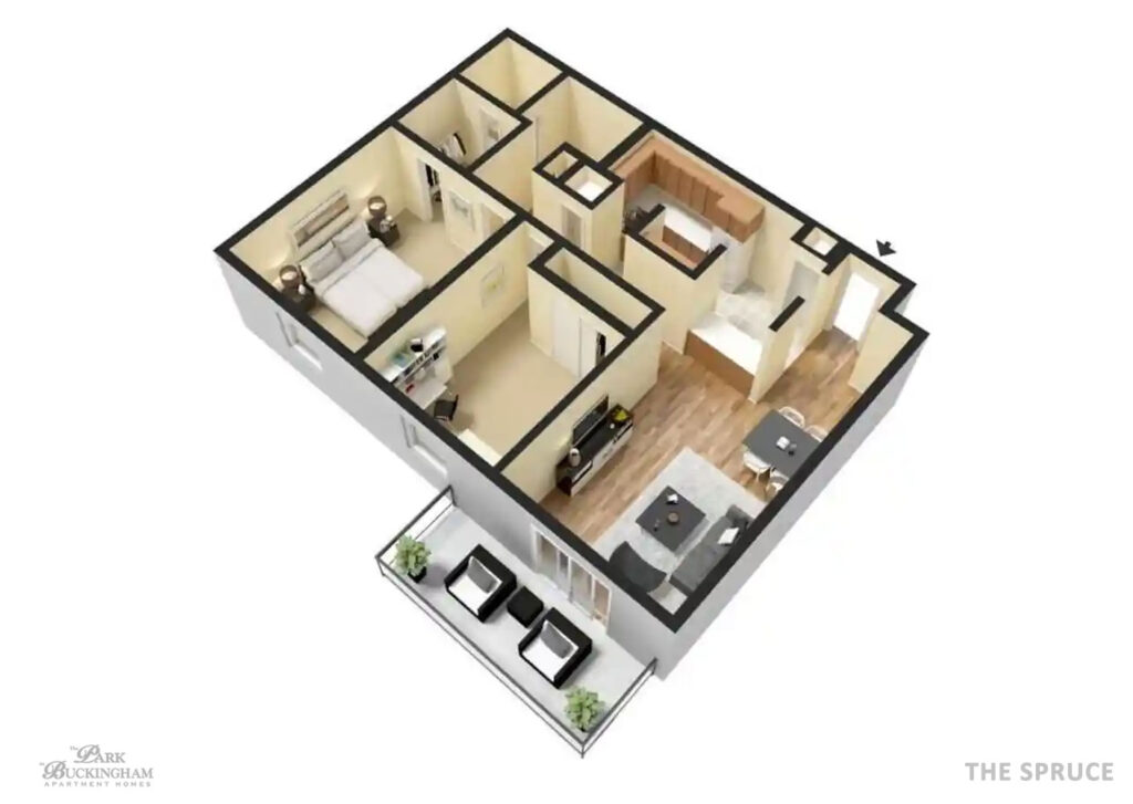 The Spruce 3D Furnished Floor Plan Web